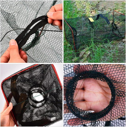 4pcs, Happyyami Portable Crawfish Trap and Lobster Cast Net Foldable Mesh Crab Fishing Net for Outdoor Bait