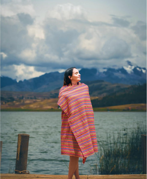 70'' 47'' Lucio Fabrics Unique Native Peruvian Throw - Vibrant Colors Lightweight Durable - Home,Yoga