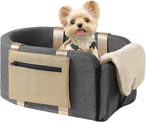 Dog Car Seat Cat Carrier, Booster Seat on Car Armrest, Travel Bags for Cats Dogs with Easy Carrying Strap