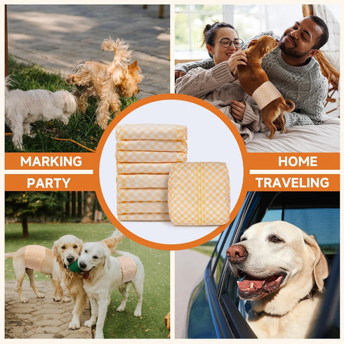 50 Count MICOOYO Disposable Male Dog Wraps, Male Dog Diapers Disposable with Wetness Indicator, Puppy Diapers Super