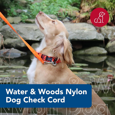 Water & Woods Nylon Dog Check Cord by Coastal Pet - Great Dog Training Leash - Comfortable Dog Handling - Durable Nylon Construction - Safety Orange, 5/8" x 25'