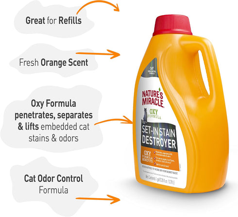 Nature's Miracle Just for Cats Oxy Stain and Odor Remover, RED 128 Fl Oz (Pack of 1)
