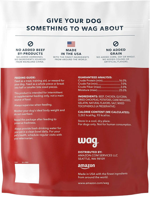 (12 oz) Amazon Brand - Wag Soft & Tender American Jerky Dog Treats Beef Recipe
