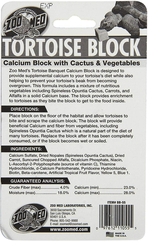 Zoo Med Tortoise Calcium Banquet Block with Cactus & Vegetables, Pack of 1