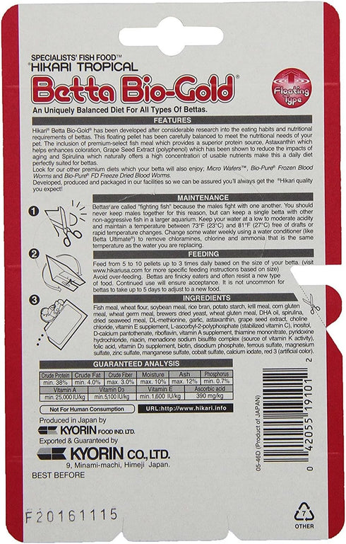 Hikari Betta Bio-Gold Baby Pellets - Fish Food Bundle Bonus Pack, 3 Pack