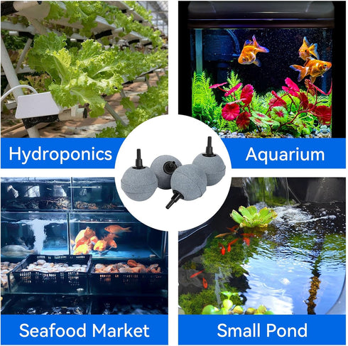 AQUANEAT 4 Pack Air Stones for Ponds, Long Lasting Aerator Oxygen Diffuser for Aquariums