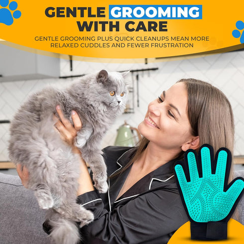 Petandzy Pet Hair Removal Glove for Dogs & Cats Dog Grooming Gloves for Shedding, Pet Hair Remover Glove Pet Grooming