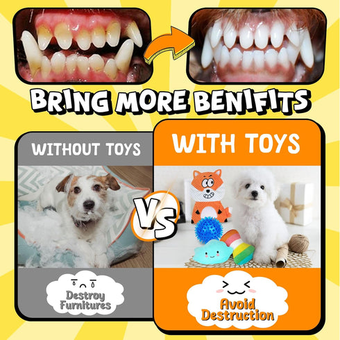 Zeaxuie 9 Pack Puppy Chew Toys, Squeaky Dog Toys, Treat Ball and Rope for Small Dogs