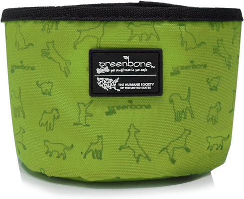 The Humane Society Nylon Folding Feeding Bowl, Green