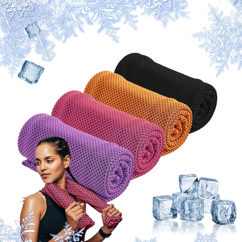 4-Pack Menjo Outdoors Cooling Towels for Neck & Face. Quick-Dry Workout Towels,