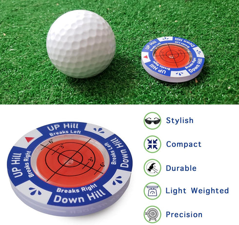 Golf Green Reader - Golf Ball Marker with Level, Golf Accessories for Putting Game Improvement