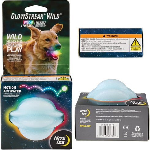 Nite Ize GlowStreak Wild LED Ball, Bouncy Motion Activated Light Up Dog Ball for