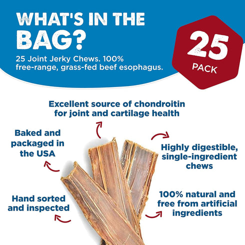 6-inch (25 Pack) Joint Jerky Dog Treats by Best Bully Sticks All Natural Beef Dog Treats