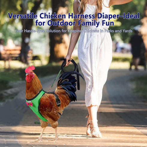 Chicken Harness Hen Size with 6ft Matching Leash, Adjustable, Comfortable, Large Size for Chicken Weighing About 6.6
