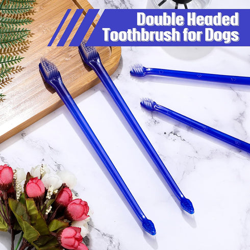 100 Set Set Pieces Dog Toothbrush Kit Double-Headed Toothbrush Long Handle Tooth Brush Soft Bristle Pet Tooth Brush
