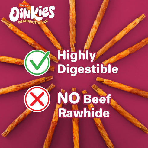 Oinkies Meathouse'n'Veg Tender Ribs Dog Treats with Real Chicken, Duck, Veggies & Peanut Butter Flavor, 22 Count
