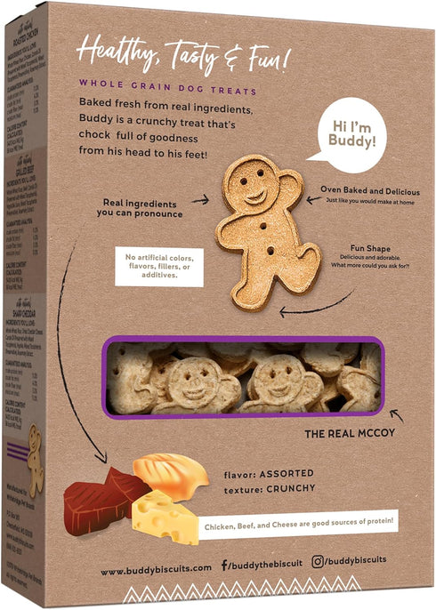 16 oz. Buddy Biscuits Box of Crunchy Dog Treats Made with Assorted Flavors of Roasted Chicken, Grilled Beef, and Sharp