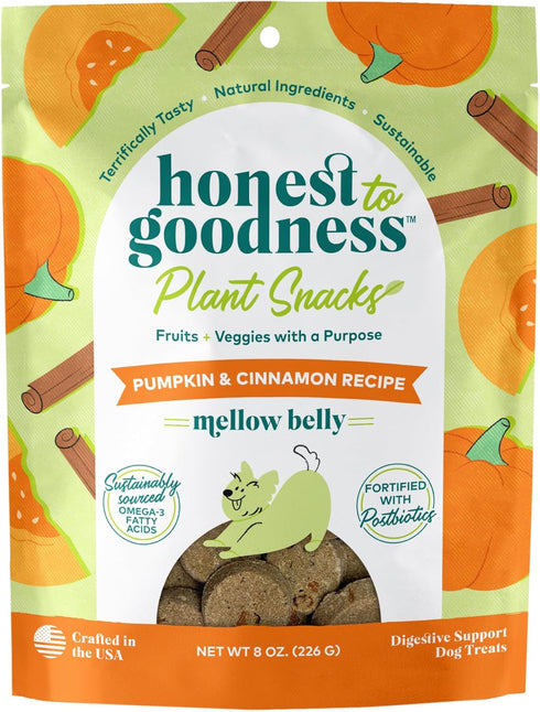 Honest to Goodness Plant Snacks, Mellow Belly Pumpkin & Cinnamon Recipe Dog Treats, 8oz