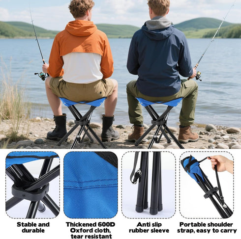 CebraBounze 270 lbs Portable Folding Camping Stool, Travel Fishing Chair Quad Frame Camping Chair Maximum Weight