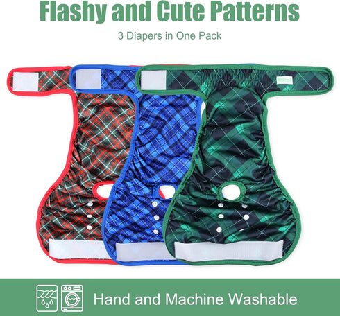 (3 Pack), wegreeco Washable Dog Diapers Highly Absorbent Dog Diapers for Female Dogs, Female Dog in Heat, or Excitable