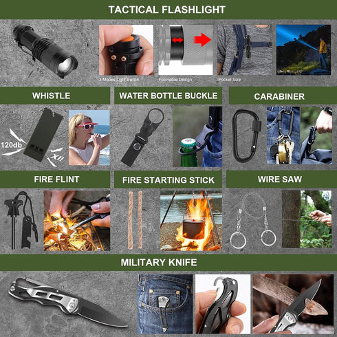 Kleclcw 150 Gifts for Men Christmas Dad, Survival Kit, PCS Survival Gear and Supplies Equipment with Trauma Bag, Molle