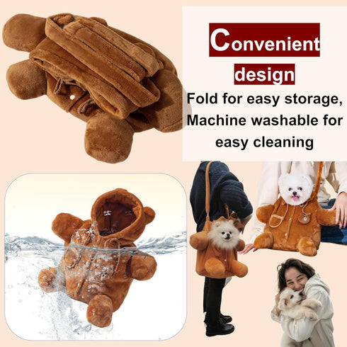 Gleegain Cozy 14.5 LBS Plush Dog Purse Carrier with Secure Harness Clip Dogs Tote Bag for Small Puppy Up to Soft Sided