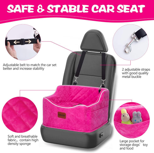 DAIIST 35lbs, Dog Car Seat for Small Dogs, Memory Foam Dog Booster Seat for Medium Dogs Under Detachable and Washable