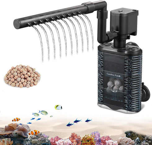 Carefree Fish Aquarium Small Sponge Filter for 3~15Gal Fish Tank Quiet for