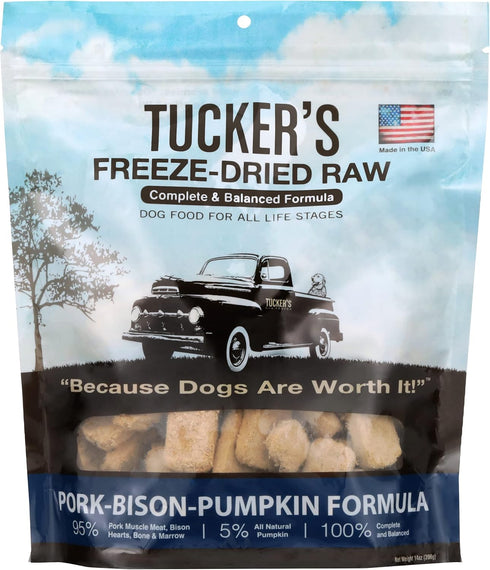 Tucker's Raw Frozen Freeze Dried Raw Dog Food, Pork, Bison & Pumpkin