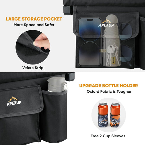 APEXUP Stadium Seats with Back Support, Portable Bleacher Seat with Large Pocket and Cup Holder, Wide Stadium Chair