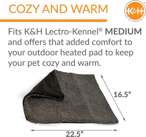K&H Pet Products Lectro-Kennel Heated Pad Deluxe Cover (Pad not included) Gray Medium 16.5 X 22.5 Inches