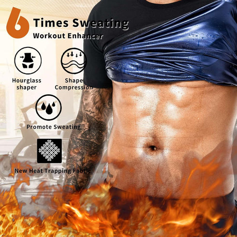 Men's Compression Vest Sweat Enhancer - Short Sleeve Waist Trainer for Gym Workouts