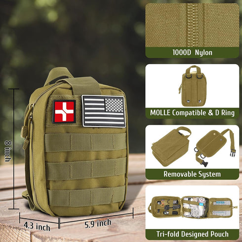 Survival Kits, 170 PCS First Aid Kit/Trauma Kit, Essential Medical Supplies for Hiking, Camping, Gifts for Him
