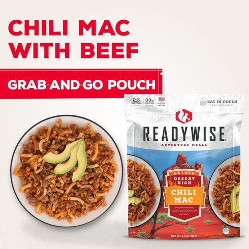 (2 ReadyWise Wise Foods Entree Dish Chili Mac with Beef Servings)