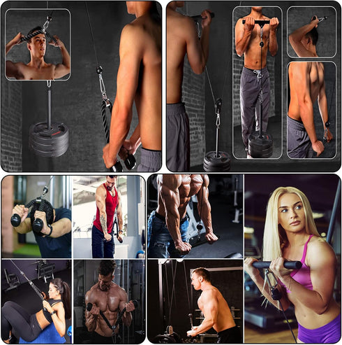 Weight Cable Pulley System Gym Equipment - Professional Home Gym Fitness LAT for Triceps Pull Down Biceps Curl