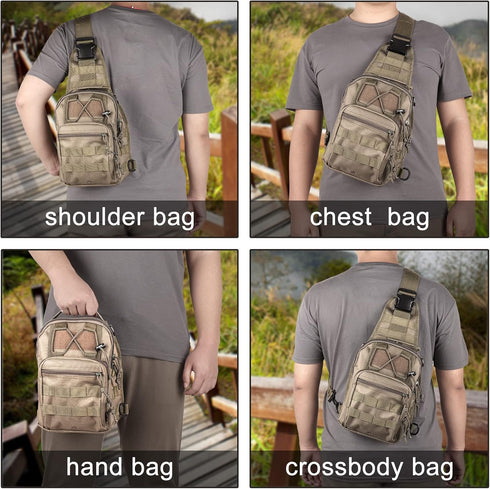 Qcute Tactical Backpack, Waterproof Military Cross-body Molle Sling Shoulder Bag for Outdoor Everyday Carry