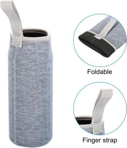 Neoprene Insulated Water Bottle Carrier Pouch with Finger Strap - Multi Color Options