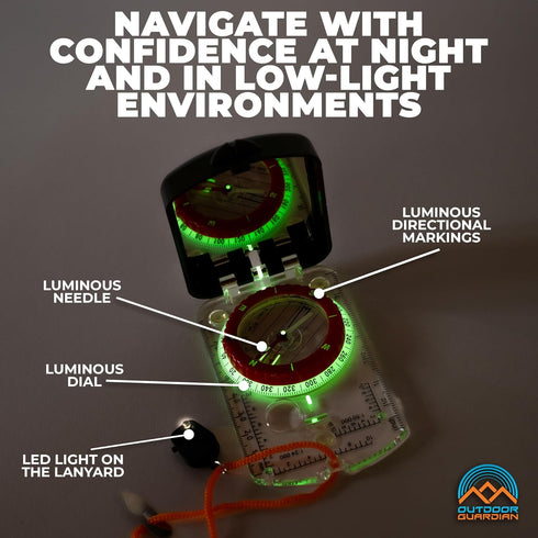 Pathfinder Camping and Hiking Compass, Orienteering Compass with Clinometer, Adjustable Declination, Survival Gear
