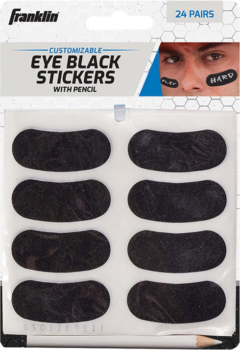 Franklin Sports Eye Black Stickers for Kids - Customizable Lettering, 24 Pairs