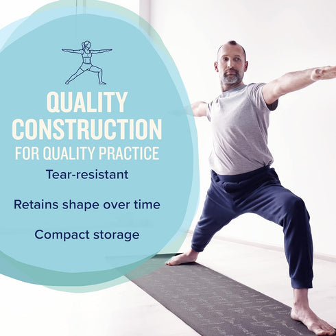 NewMe Fitness Yoga Mat, Large, 5mm Thick, 68 Inch Long, Non Slip with 70 Printed Yoga Poses for Home and Gym