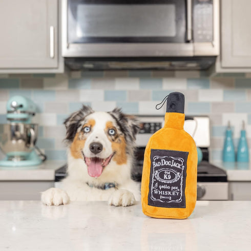 Huxley & Kent Bad Dog Jack's Whiskey Small Funny Dog Toy, Power Plush with Squeaker