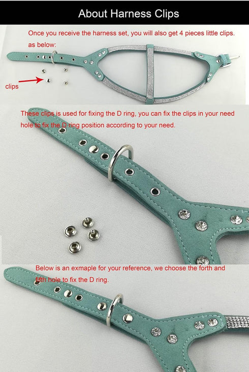 Bowtie Dog Collar & Harness & Lead Sets, Comfortable Soft Puppy Collar with Diamante, Pink - XS