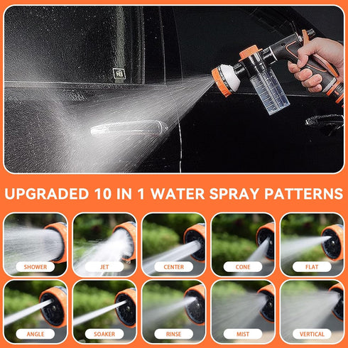 Pup Jet Dog Wash - 10 Sprayer Pattern Hose Attachment for Outdoor Dog Bathing with Soap Dispenser