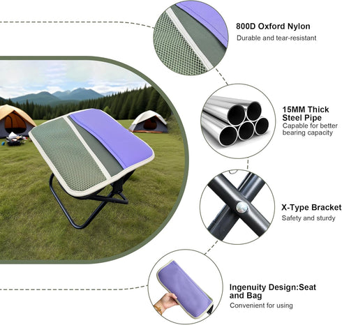 KCTXIPE Portable Stool with Shoulder Strap-Pocket Chair for Mountaineering,Picnic,Hiking and Fishing,Handbag Style