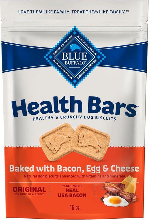Blue Buffalo Health Bars Crunchy Dog Biscuits, Oven-Baked with Natural Ingredients, Bacon,