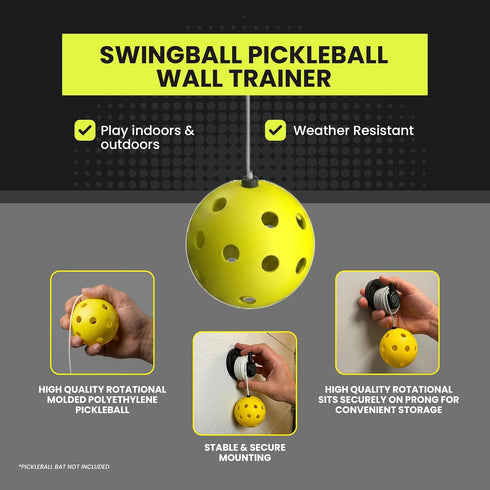 Set 6+ Swingball Solo Pickleball Trainer Wall Mount Rebounder with Real Ball Tether Indoor/Outdoor Practice Partner