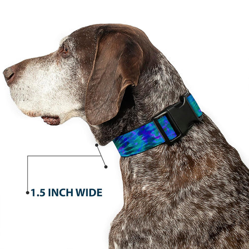 Buckle-Down Plastic Clip Collar - Medium Tie Dye Green/Blue/Purple - 1" Wide - Fits 11-17" Neck