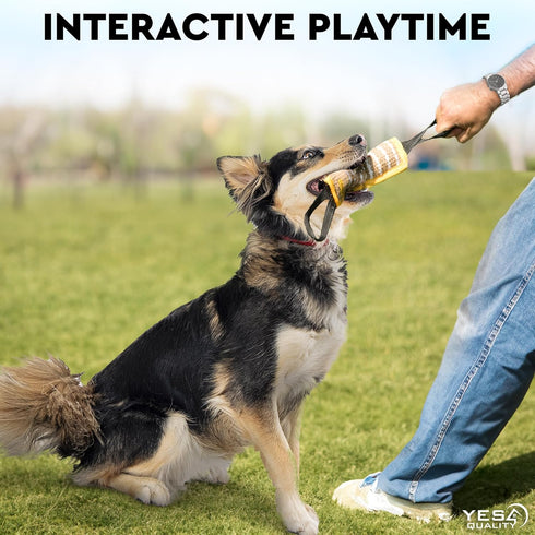 Dog Bite Tug Toy, 12 x 3.2 Inches, Durable Pull Toy with 2 Soft Handles, Tough Jute Bite Pillow