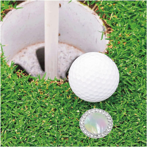 Golf Accessories with Pearl Crystal Ball Marker, Golf Ball Marker Hat Clip, Gifts for Women