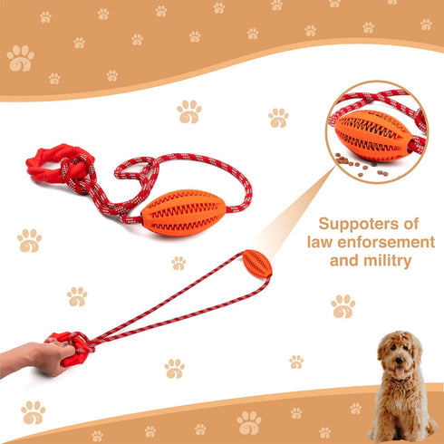 Interactive Dog Chew Toy with Rope for Aggressive Chewers - Treat Dispensing, Toothbrush for Pet Teeth Cleaning
